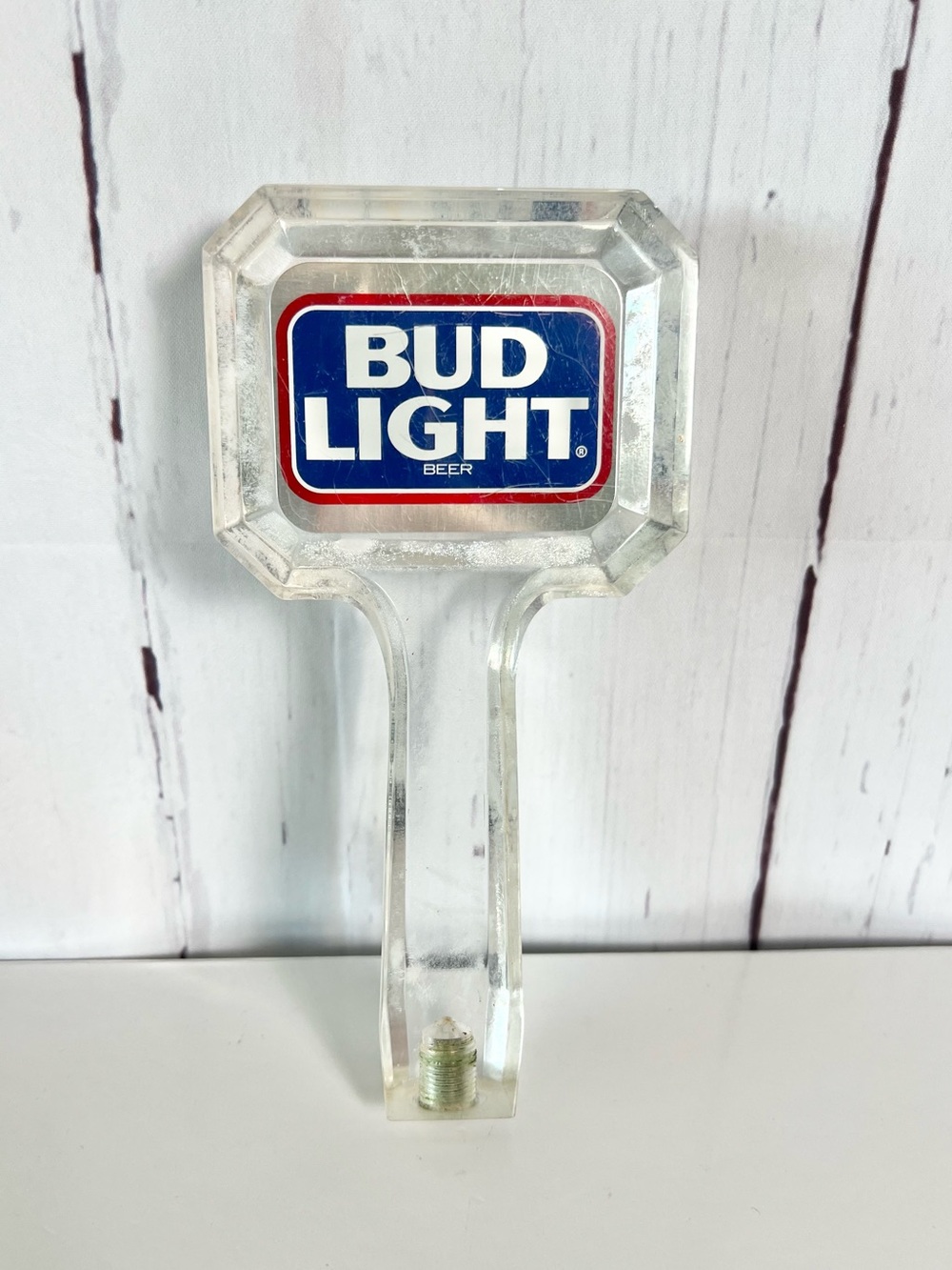 VINTAGE Bud Light Beer Tap Handle Acrylic Lucite 7.5" Retro Bar Decor